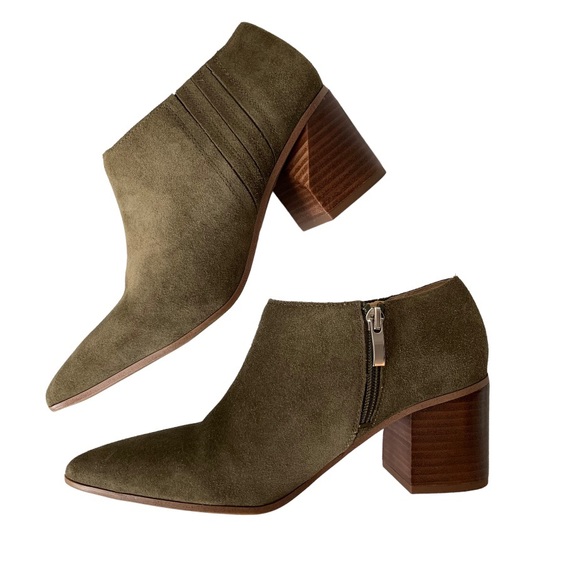 Franco Sarto Shoes - Franco Sarto Olive Green Suede Leather Booties Size 7 Medium
